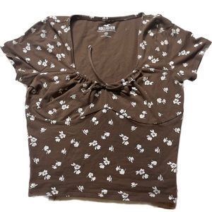 Hollister brown floral “seamed cinched top”. Size XS